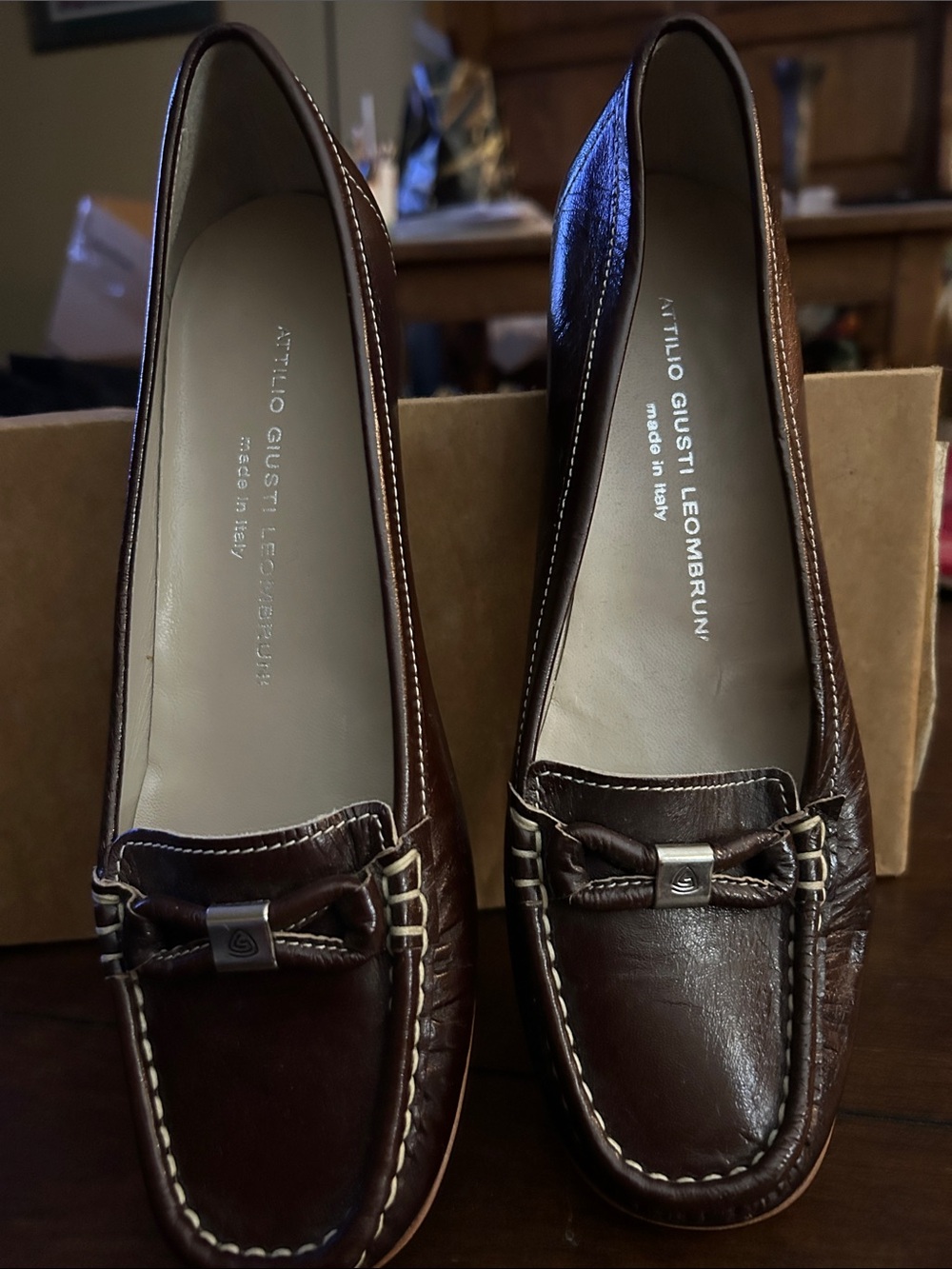 Attilio Giusti Leombruni Dark Brown Leather Bit Loafers
